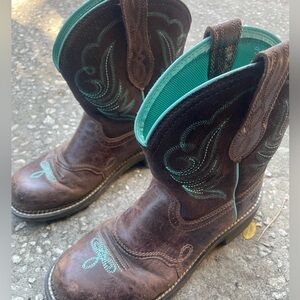 Ariat Brown and Teal Western Boots Size 8.5 Women’s